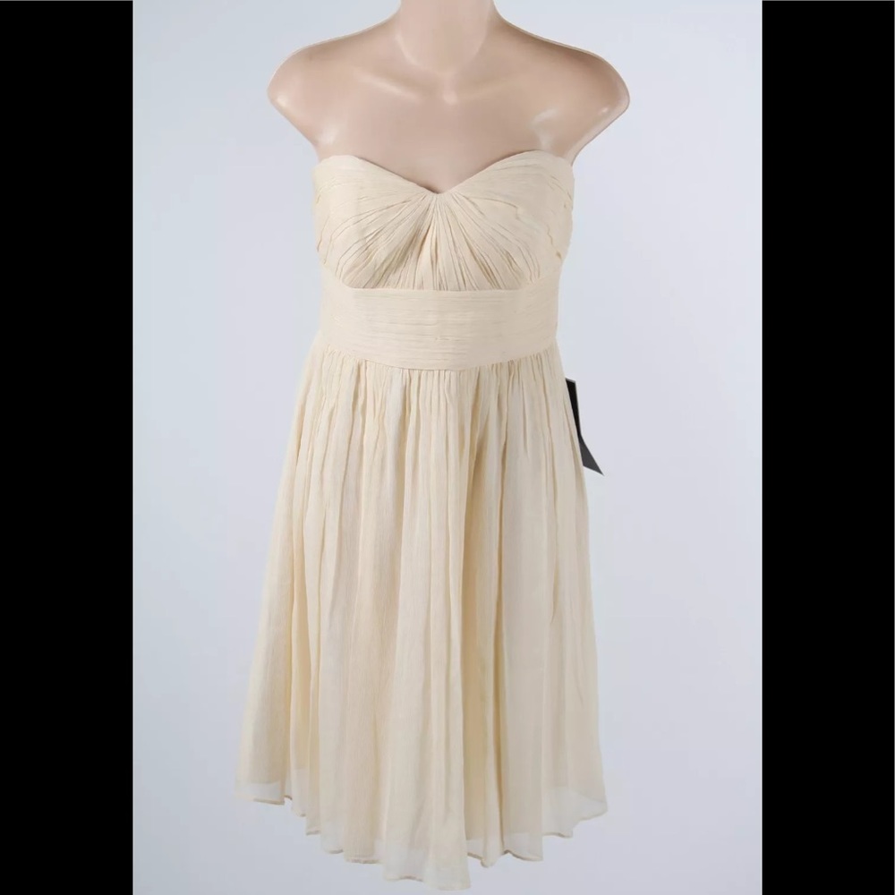 NWT J.Crew Beige Silk Pleated Strapless Dress